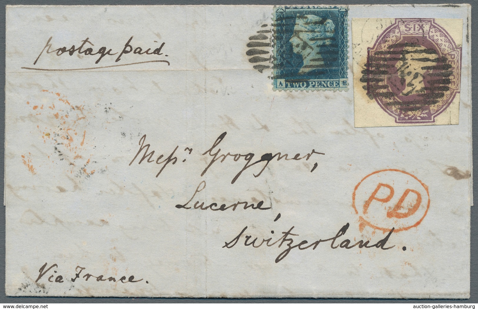 Großbritannien: 1847, "6 P. Violet", Square Cut Value With Lower Full And Left Very Wide Margin With - Lettres & Documents