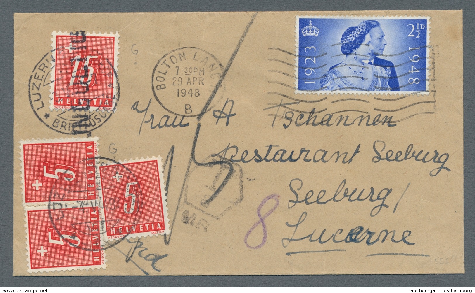 Großbritannien: 1907-1948, Small Lot Of Three Interesting Card/covers From The United Kingdom: 1907 - Lettres & Documents