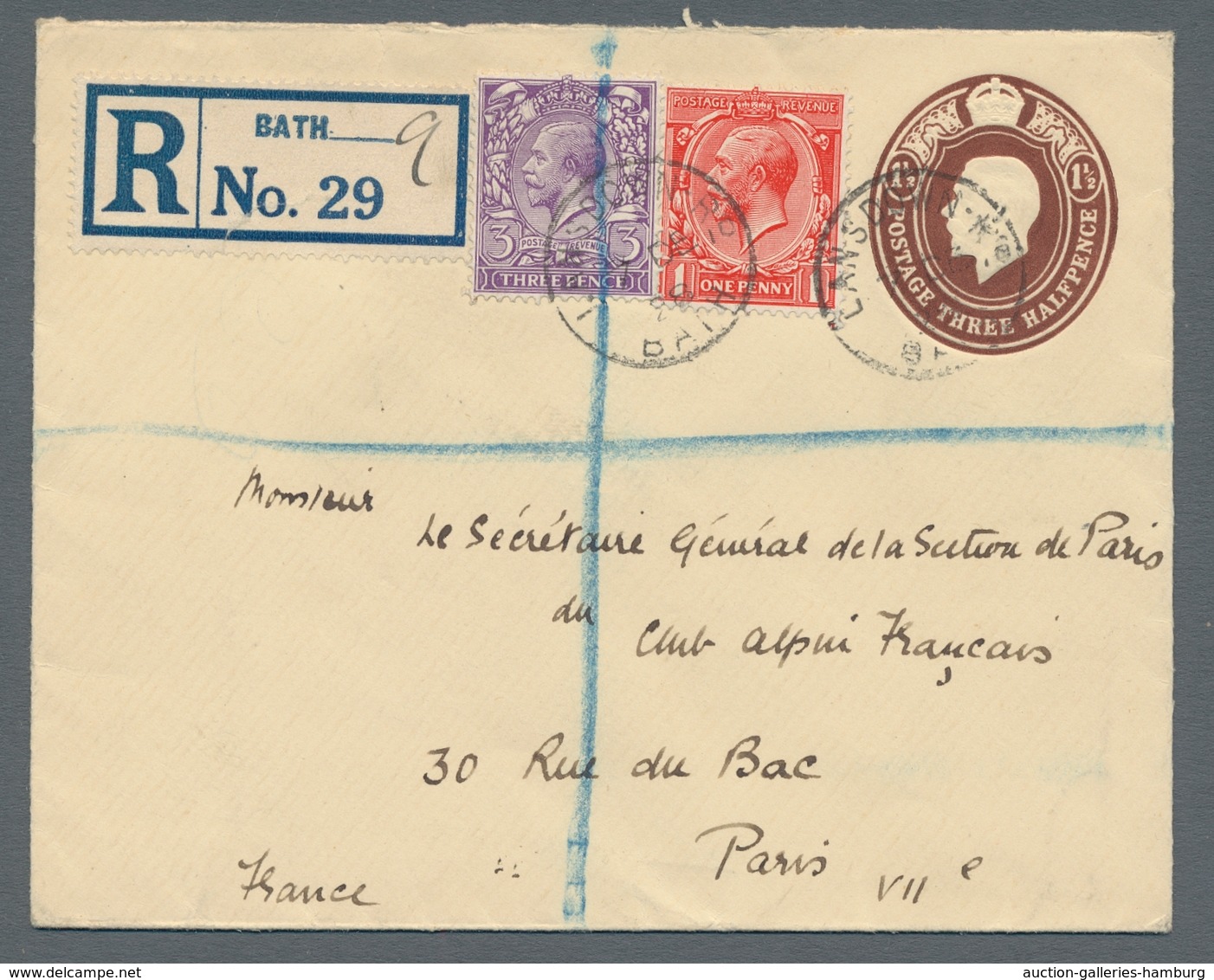 Großbritannien: 1907-1948, Small Lot Of Three Interesting Card/covers From The United Kingdom: 1907 - Brieven En Documenten