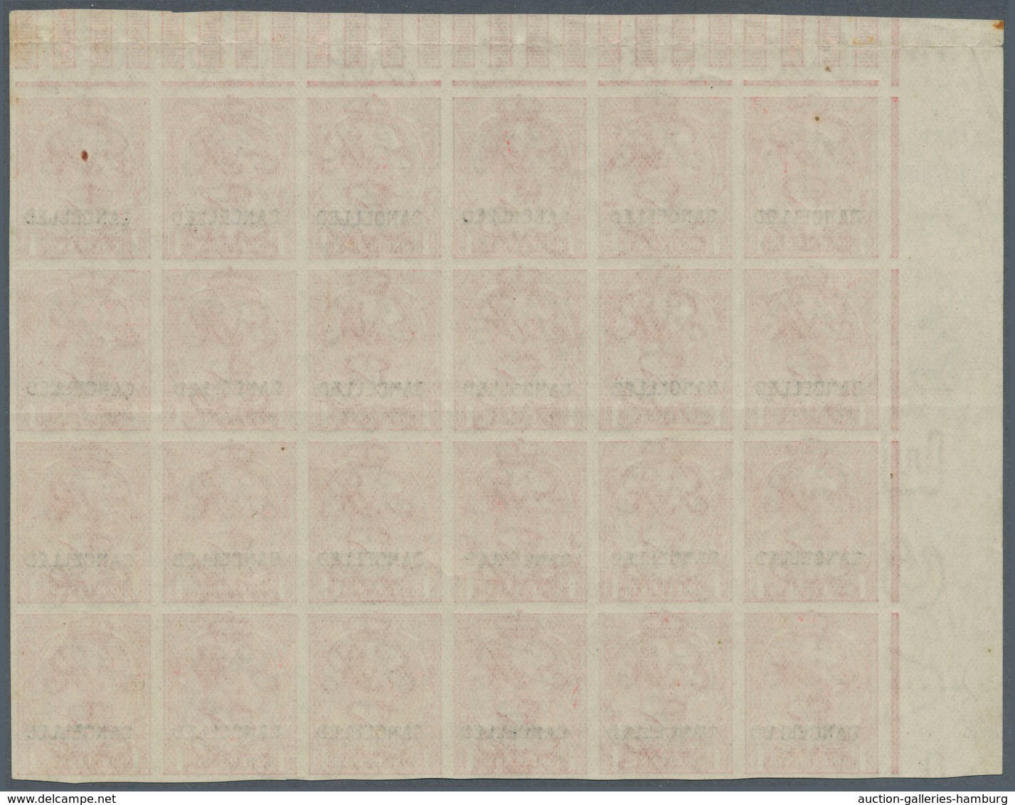 Großbritannien: 1912, 1d. Scarlet, Imperforate Marginal Block Of 24 From The Upper Left Corner Of Th - Briefe U. Dokumente