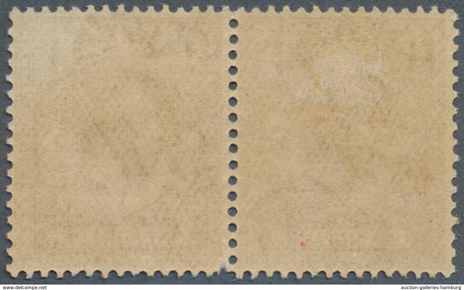 Großbritannien: 1913, 1s. Bistre-brown, VARNISH INK, Horiz. Pair, Left Stamp Hinged, Right Stamp Unm - Brieven En Documenten