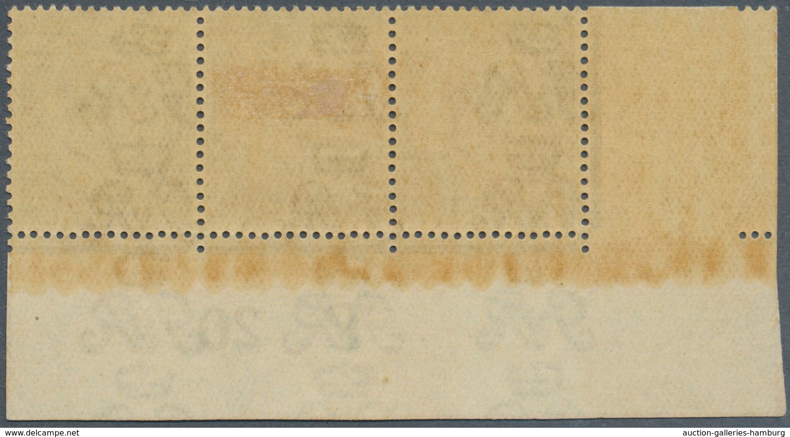 Großbritannien: 1920, 2½d. ROYAL BLUE, Marginal Strip Of Three From The Lower Left Corner Of The She - Brieven En Documenten