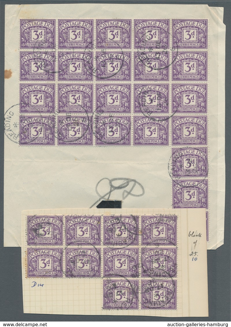 Großbritannien - Portomarken: 1926-1935, Strong Lot Of Cutouts And Large Blocks Of British Postage D - Taxe