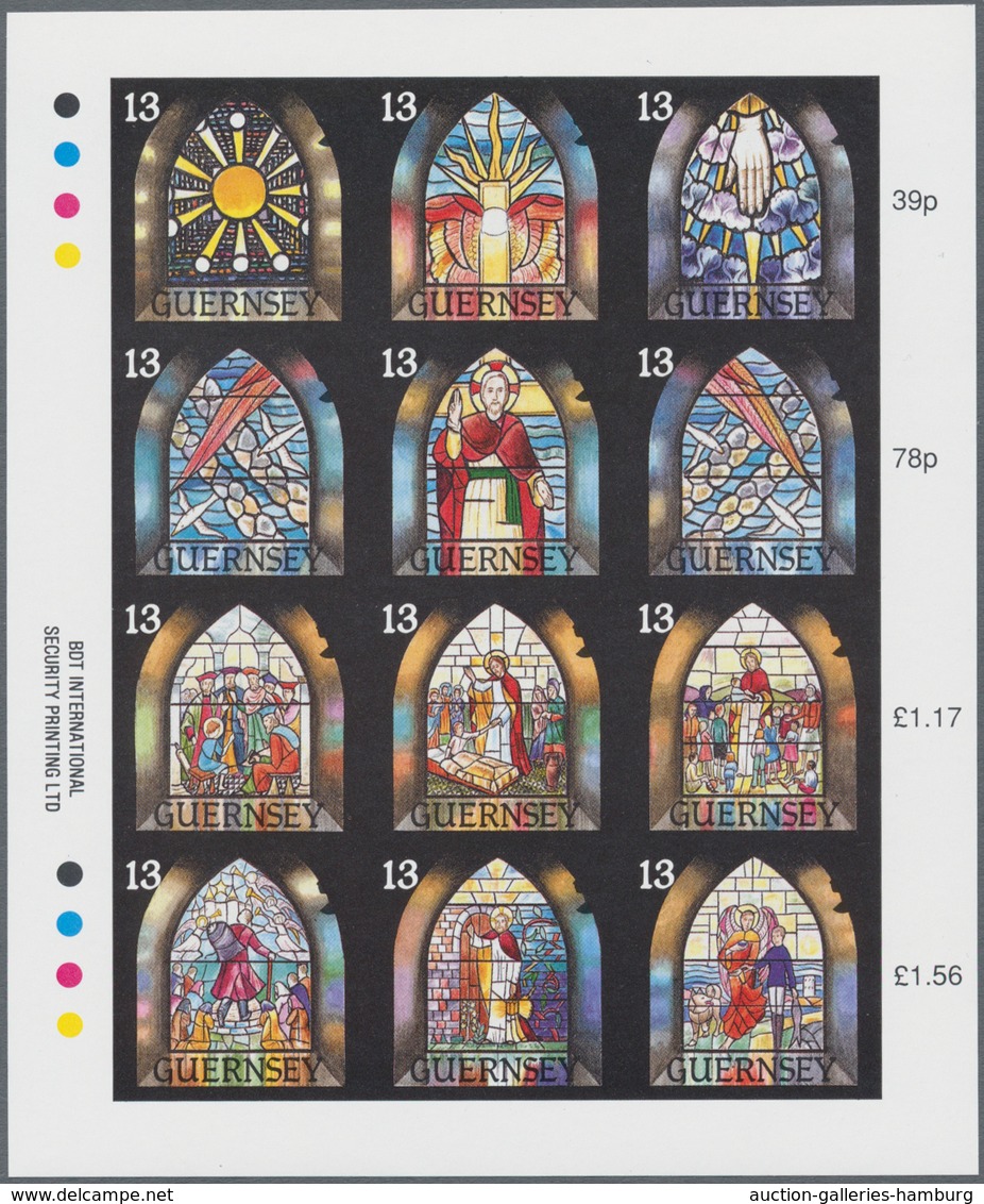 Großbritannien - Guernsey: 1993, 12 Values "Glass Painting Christmas" As Completely Imperforated Min - Guernsey
