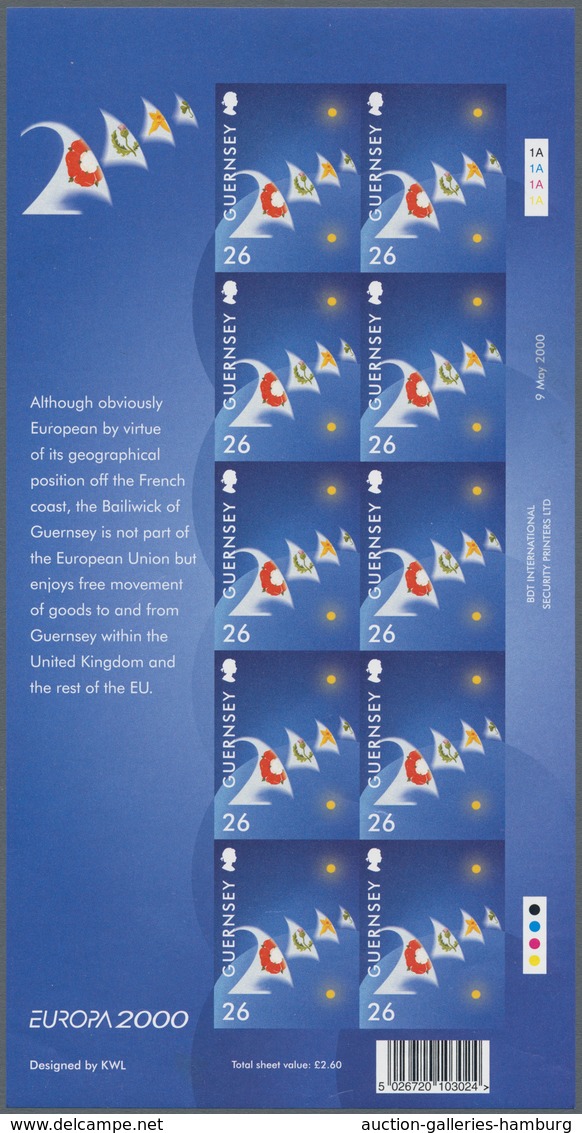 Großbritannien - Guernsey: 2000, 26 P. "Europe - Sail With Symbols" As Completely Imperforated Minia - Guernesey