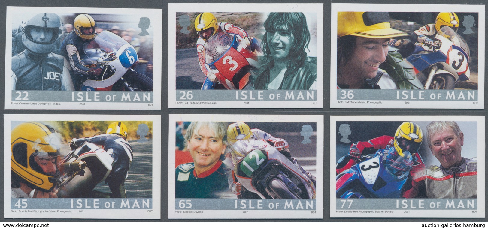 Großbritannien - Isle Of Man: 2001. Complete Set (6 Values) "Joey Dunlop (1952-2000), Irish Motorcyc - Isla De Man