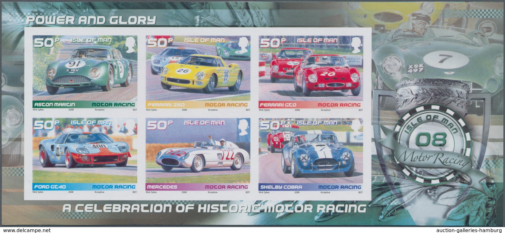 Großbritannien - Isle Of Man: 2008. IMPERFORATE Souvenir Sheet "Historical Racing Cars" Showing "Ast - Man (Ile De)