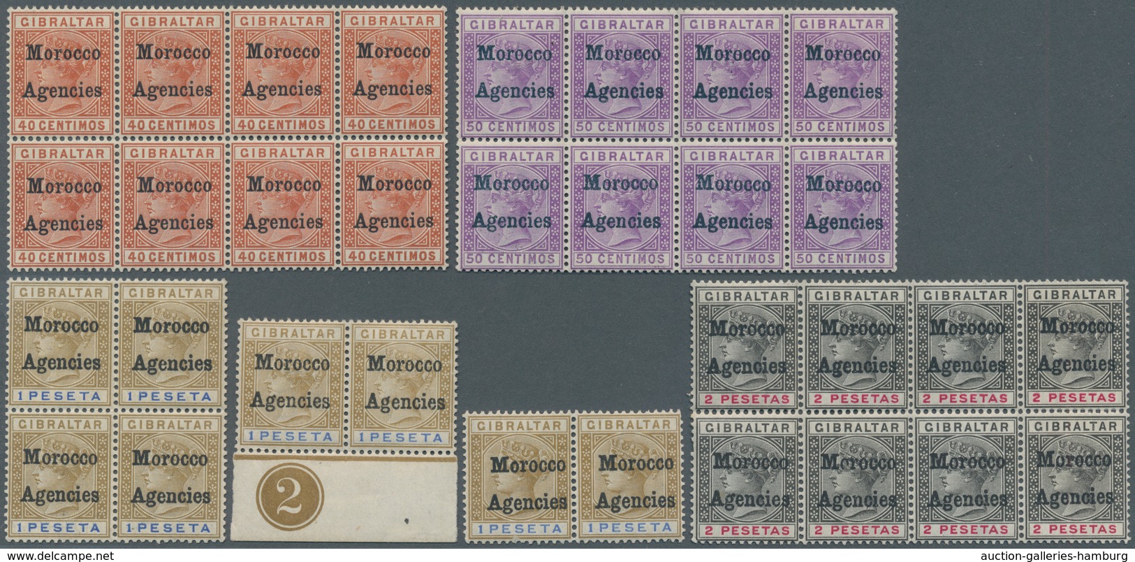 Britische Post In Marokko: 1898/1899, Victoria Aufdruckausgabe, 8 Stck. In Einheiten, Davon Mindeste - Sonstige & Ohne Zuordnung
