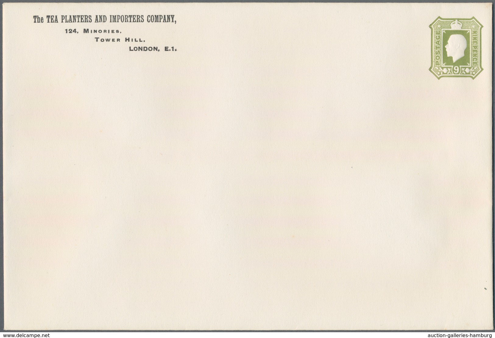 Großbritannien - Privatganzsachen: 1922, 9 D KGV Stationery Envelope (23 X 15,5 Cm) With "The Tea Pl - Sonstige & Ohne Zuordnung