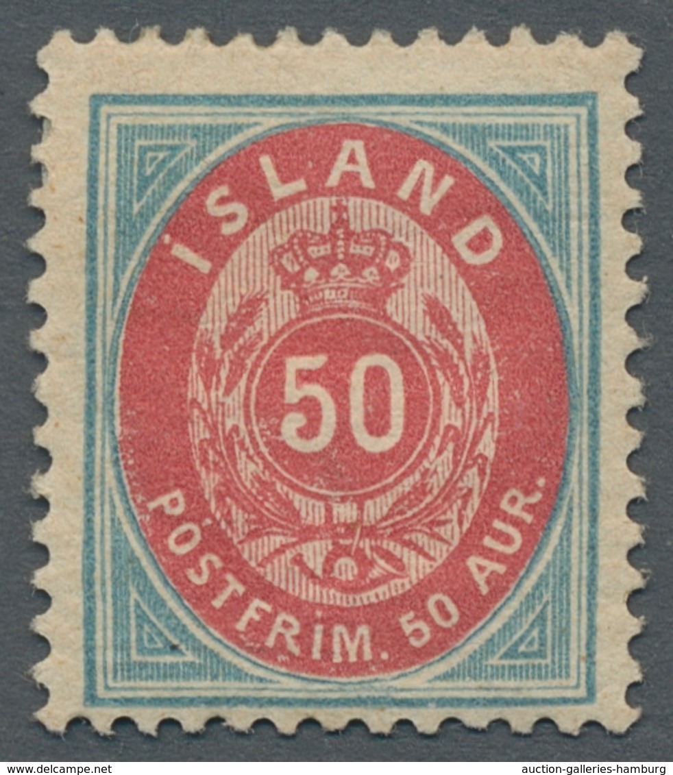 Island: 1892, "50 Aur. Light Blue/pink With Perforation 12 ¾", Mint Hinged, Very Fresh And Fine, Mi. - Otros & Sin Clasificación