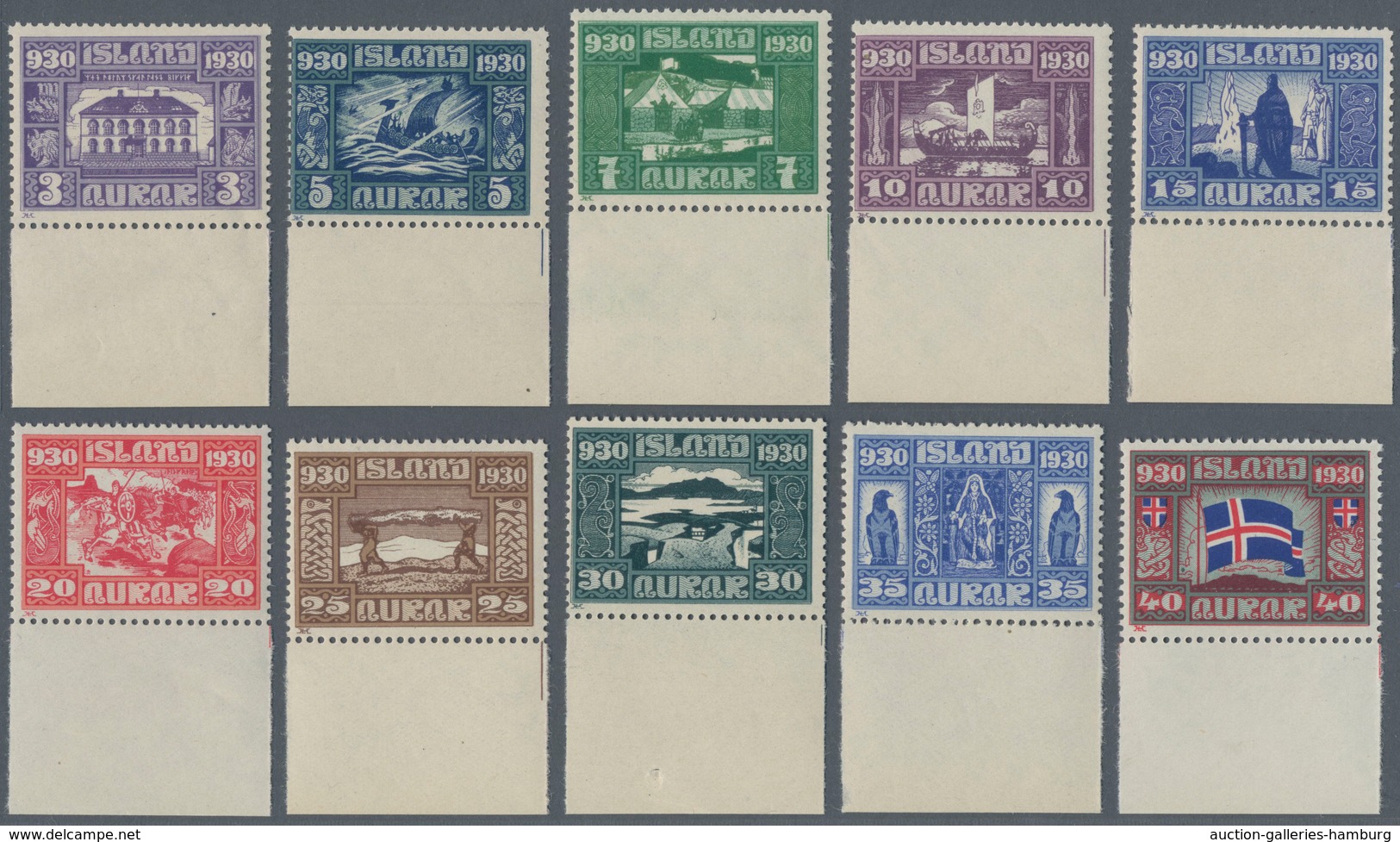 Island: 1930, 1000 Years State Parliament, Snow-white Luxury Set Of Unfolded Sheet Margin, Mint, M€7 - Altri & Non Classificati