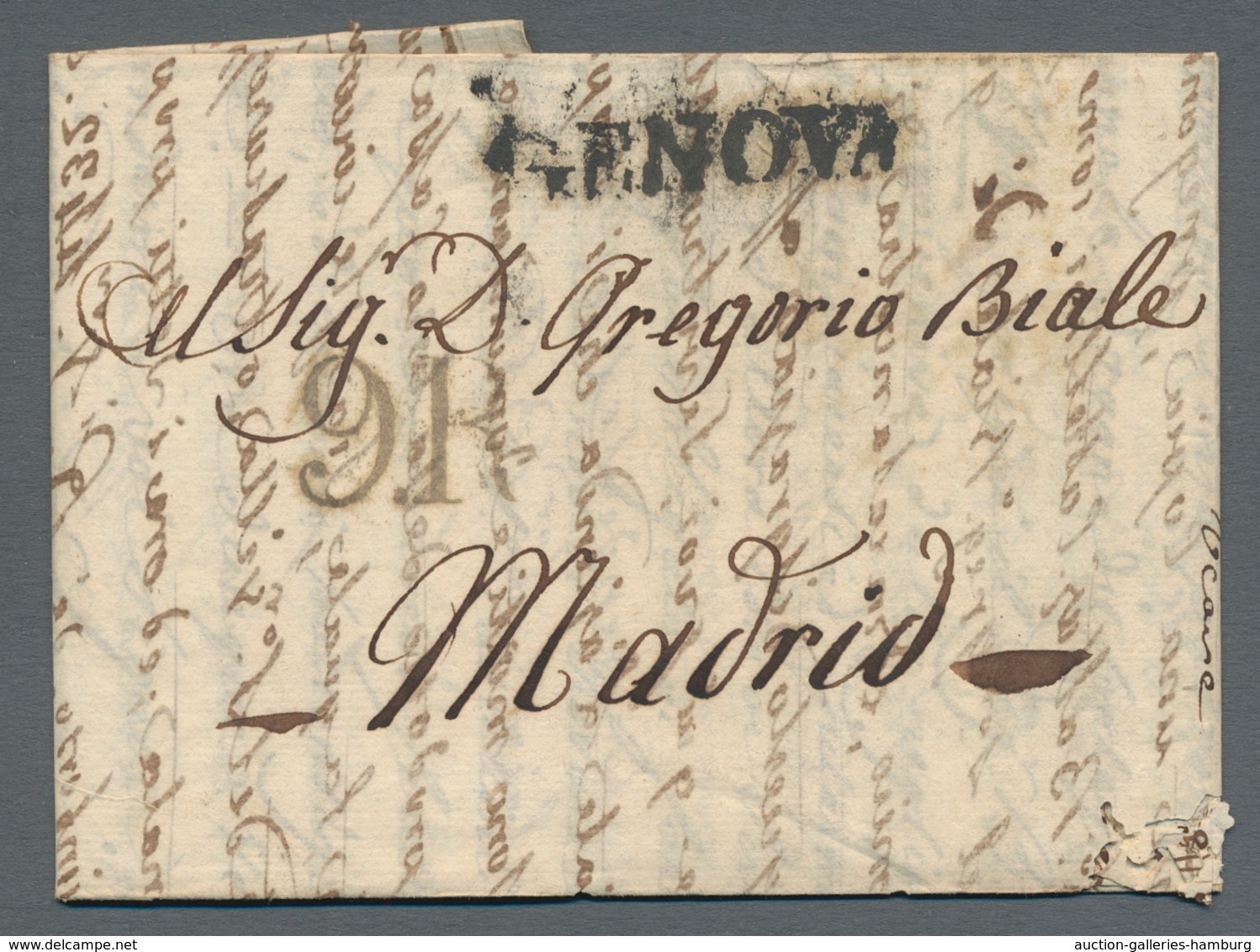 Italien - Vorphilatelie: 1818-1855, small lot of five pre-philatelic or stampless letters from Itall