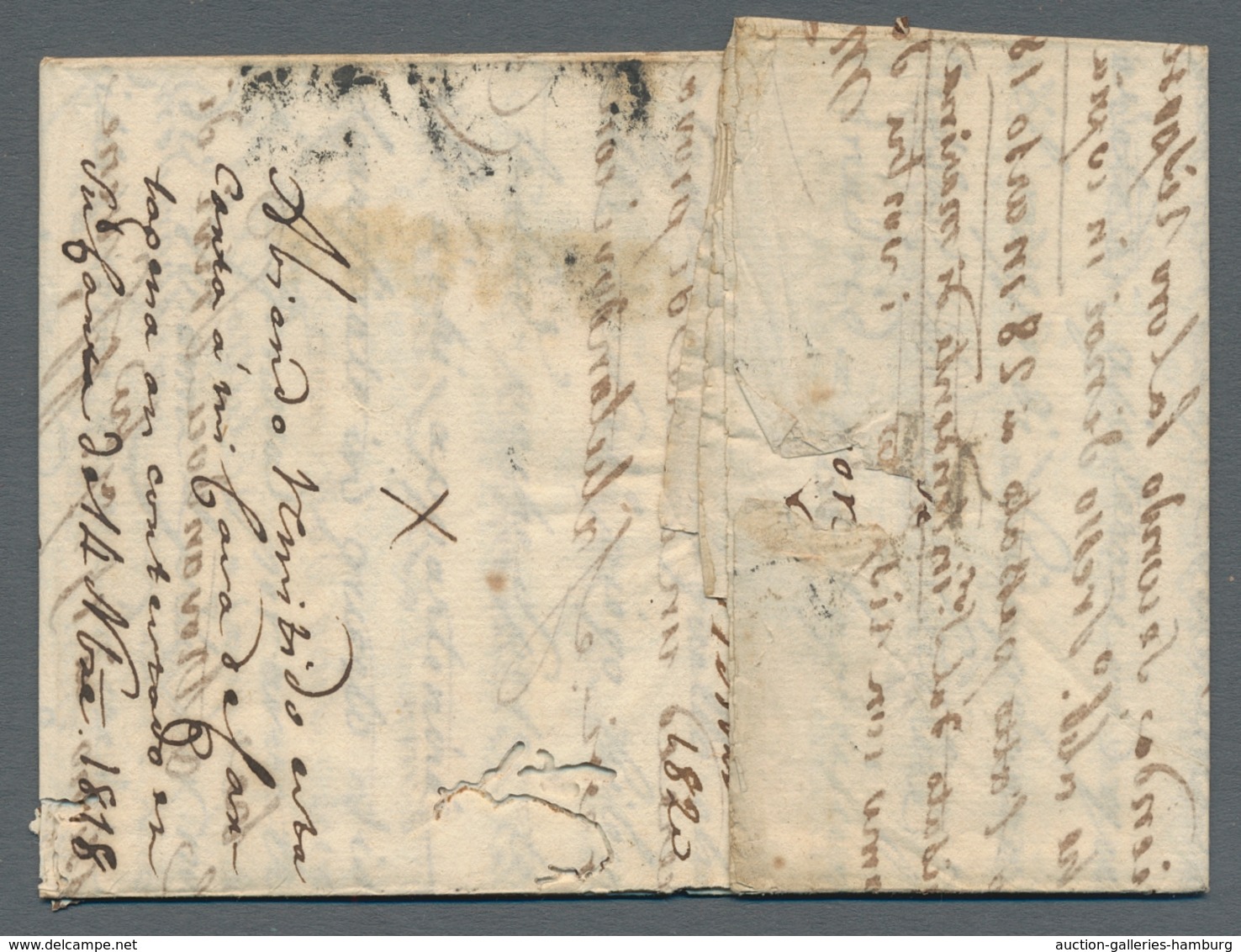 Italien - Vorphilatelie: 1818-1855, small lot of five pre-philatelic or stampless letters from Itall