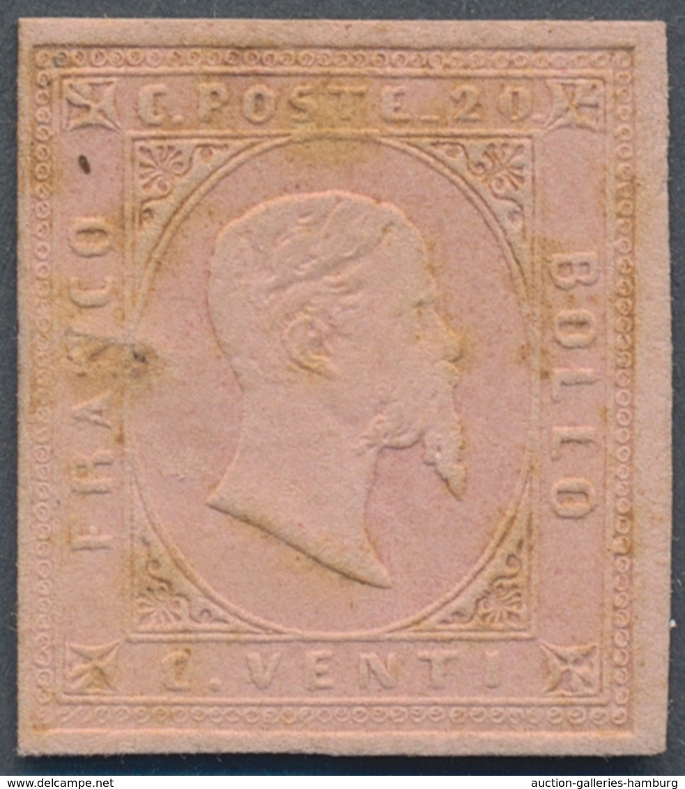 Italien - Altitalienische Staaten: Sardinien: 1853 20c Rose ESSAY From The Original Printing On Very - Sardinien