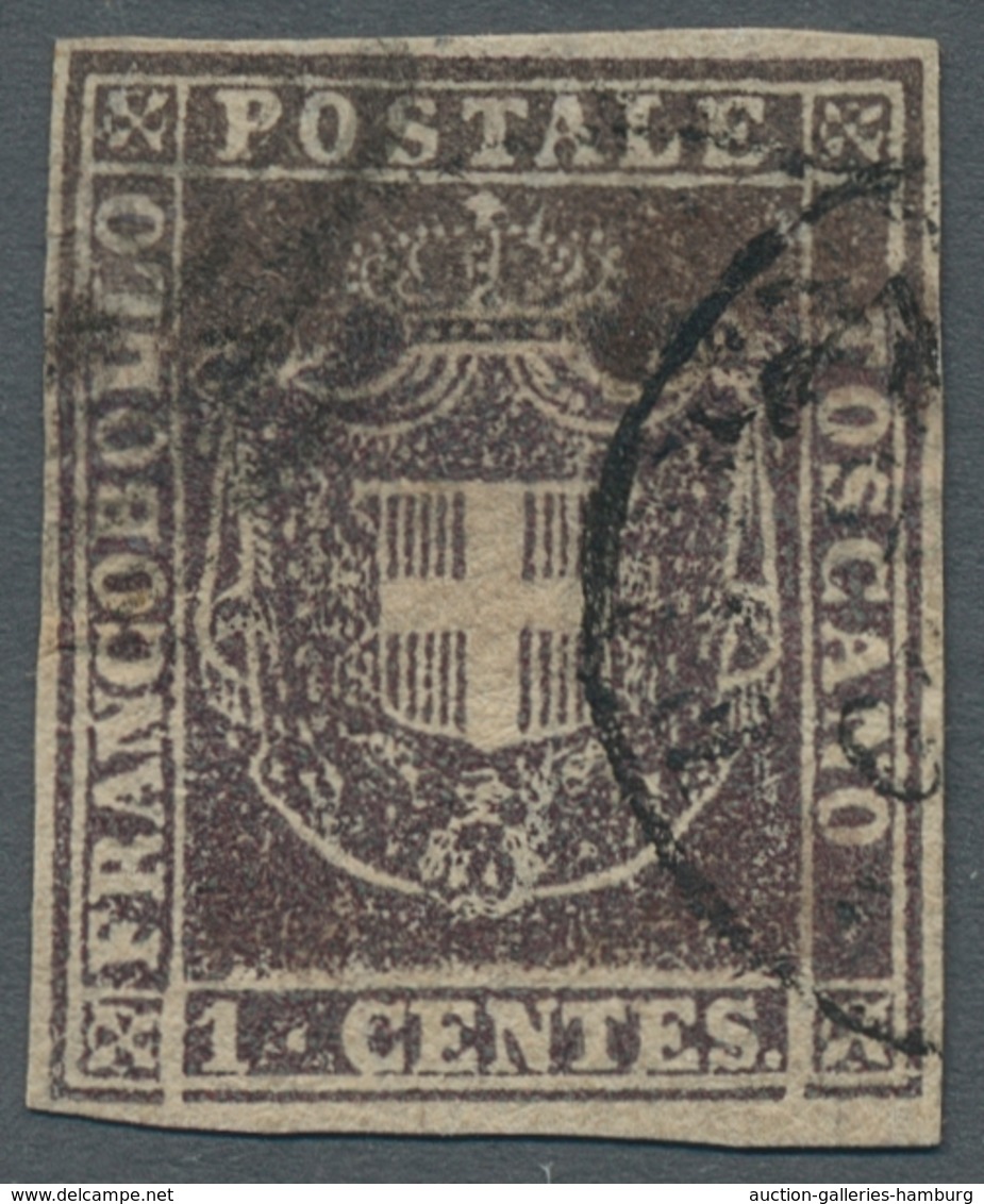 Italien - Altitalienische Staaten: Toscana: 1860, "1 C. Brownish Purple", In Fresh Color With All-ro - Toscane