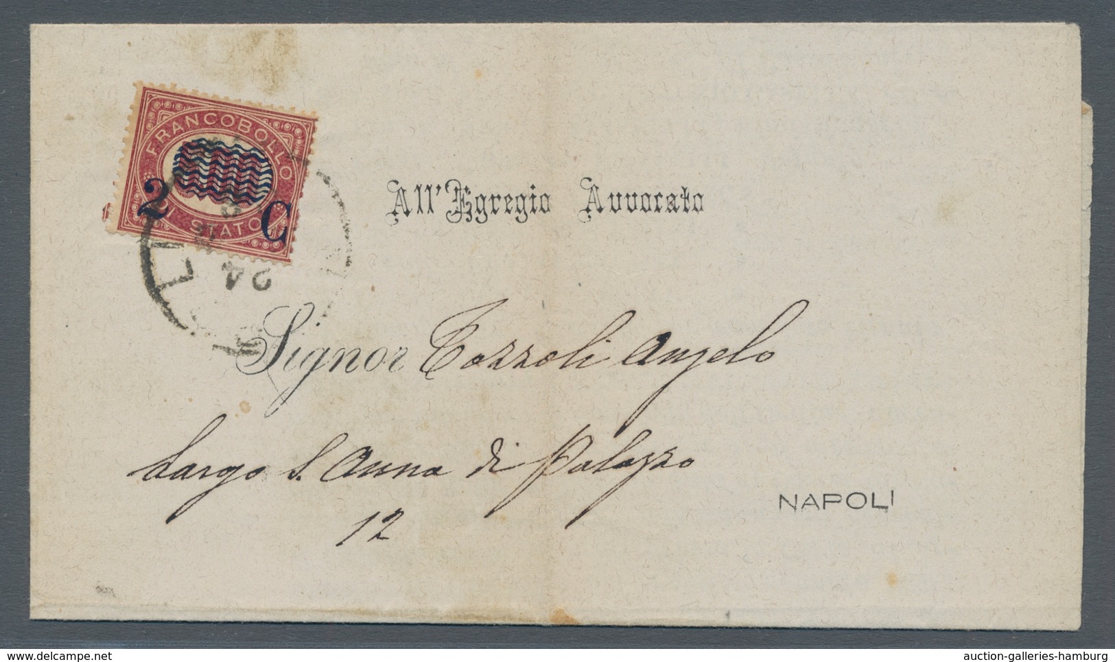 Italien: 1878-1879, Newspaper Stamps On Covers: 2 Centesimi On 0.02 On Wrapper Of The National Bank - Ohne Zuordnung