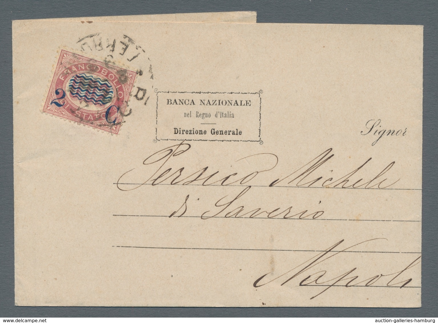 Italien: 1878-1879, Newspaper Stamps On Covers: 2 Centesimi On 0.02 On Wrapper Of The National Bank - Unclassified