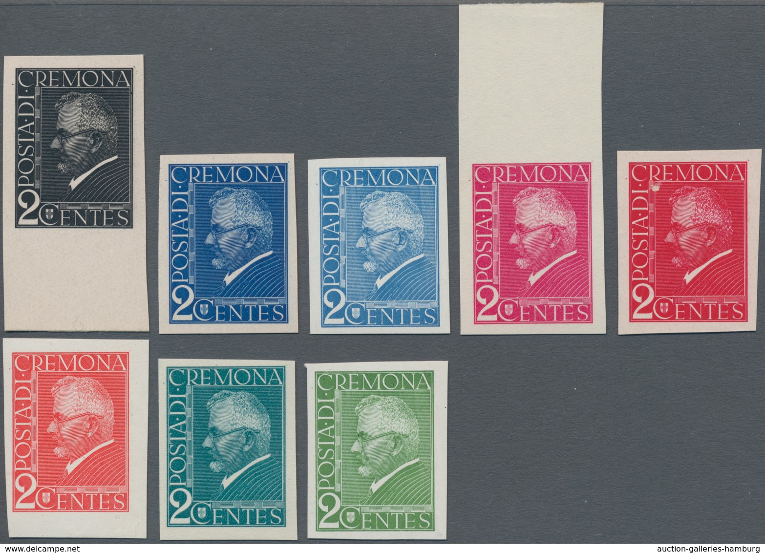 Italien: 1924: "POSTA DI CREMONA 2 CENTES" 8 DIFFERENT ECKERLIN ESSAYS (probably Picturing Dr Eckerl - Zonder Classificatie
