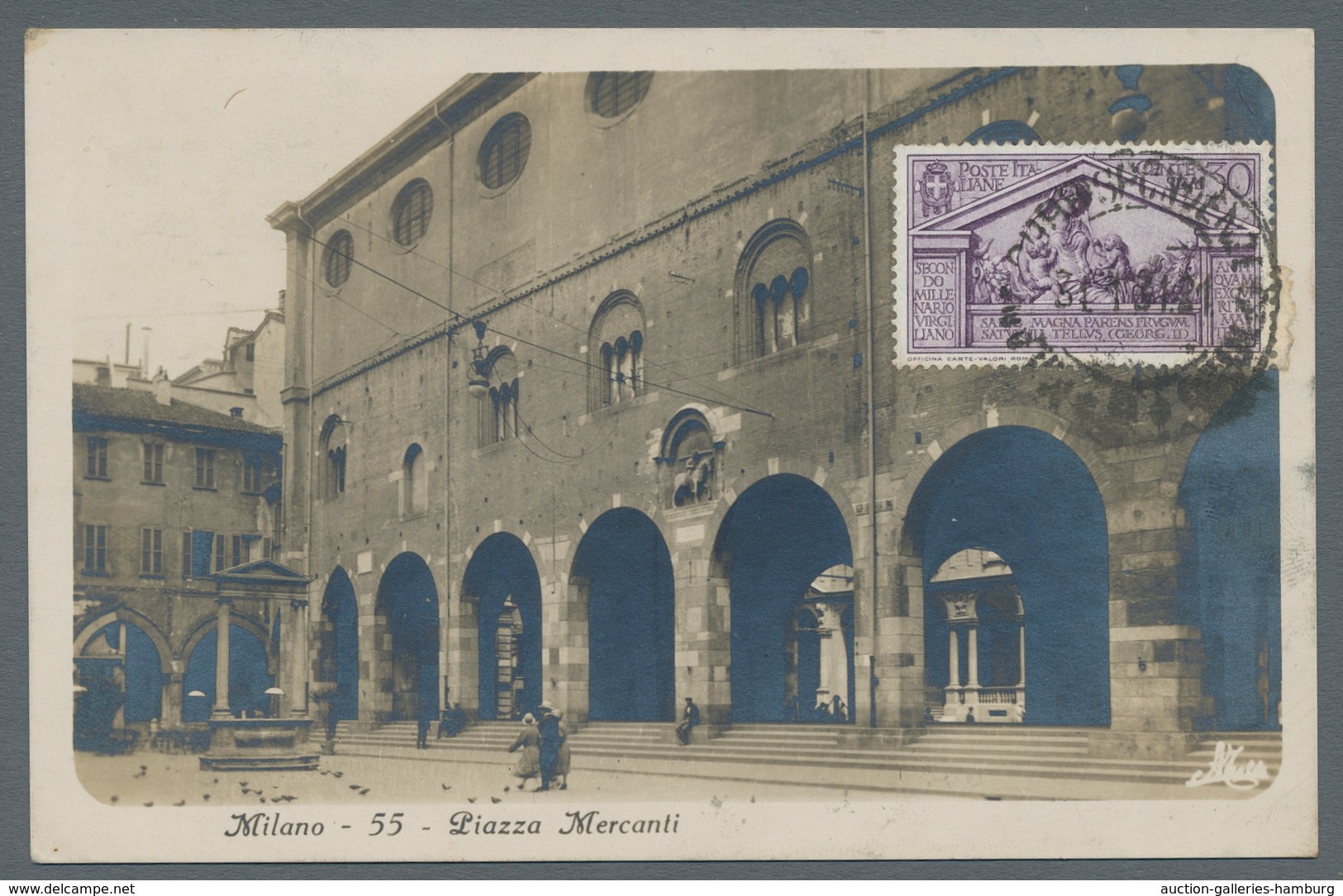 Italien: 1931, 2000. Birthday Of Vergil 30 Centesimi On Picture Postcard From Milan "Piazza Mercanti - Ohne Zuordnung