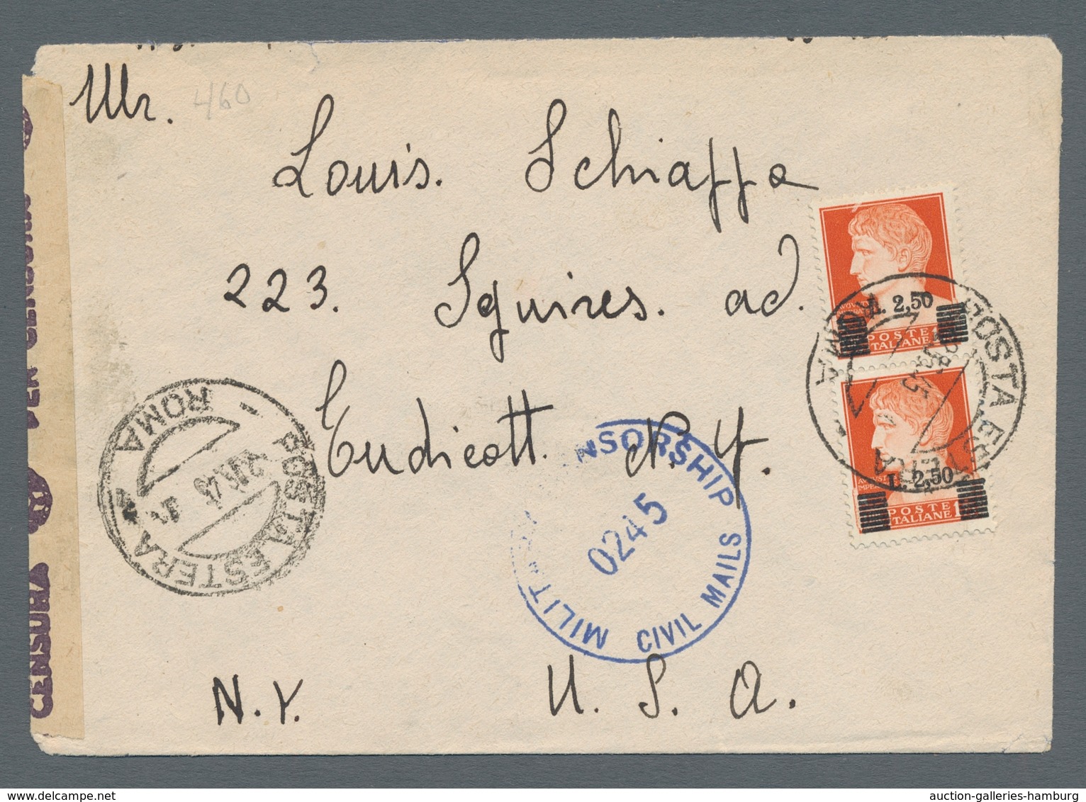 Italien: 1939-1949, Three Interesting Covers Italy: Censorship Letter To The USA, Mass Franking Of T - Ohne Zuordnung