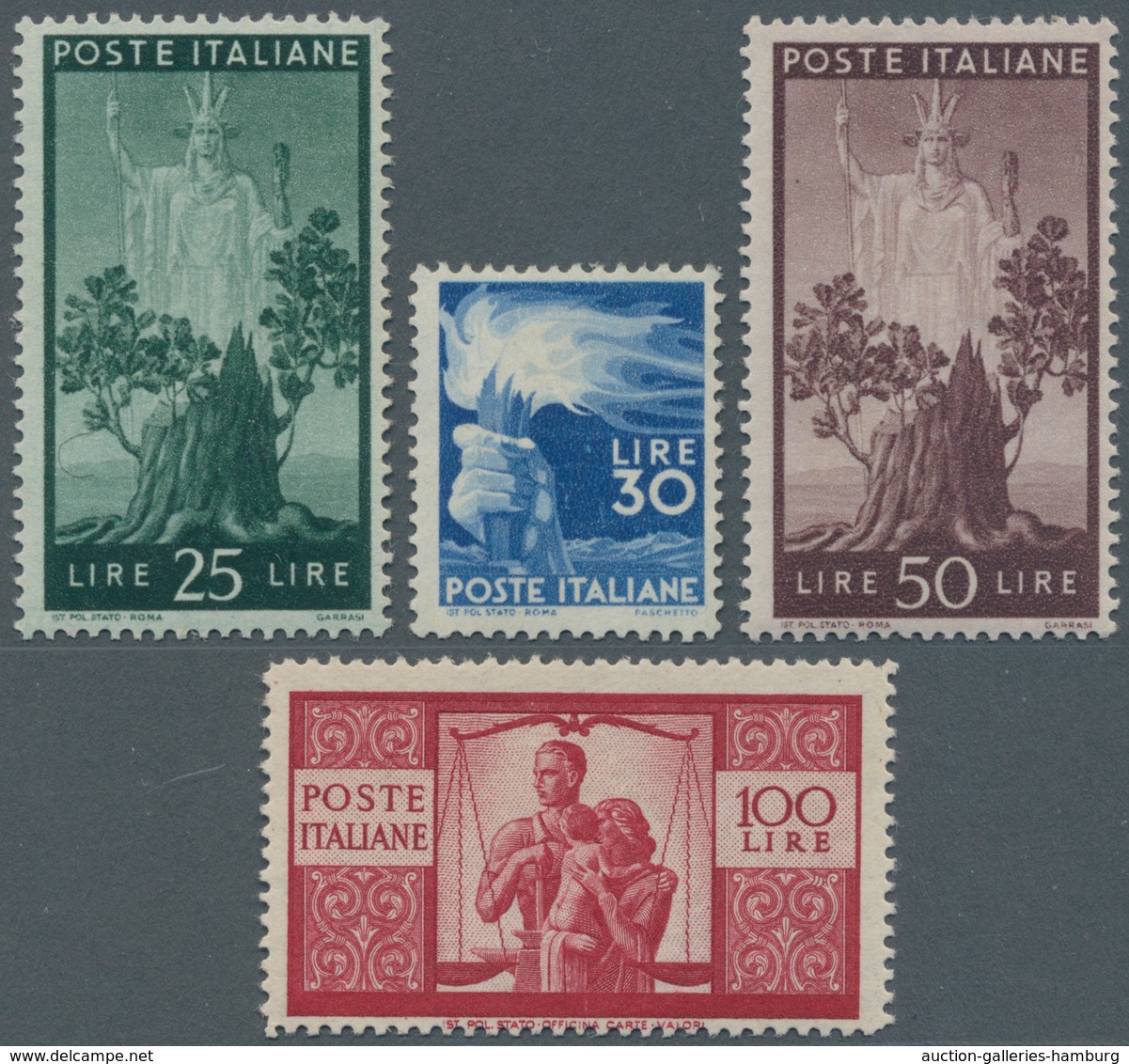 Italien: 1945, 10 C - 100 L Complete Set, Mint Never Hinged - Sin Clasificación