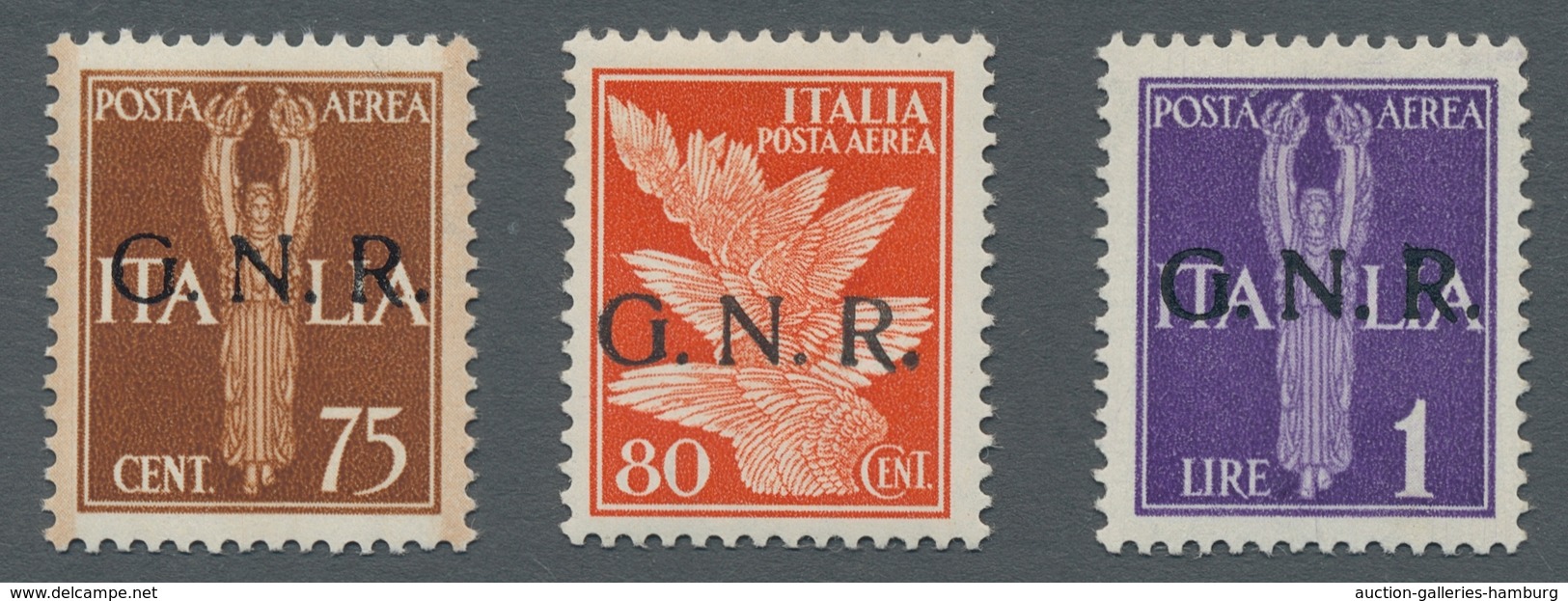 Italien - Militärpostmarken: Nationalgarde: 1944, "25 C. To 2 L. Airmail With Overprint", Mint Never - Sonstige & Ohne Zuordnung