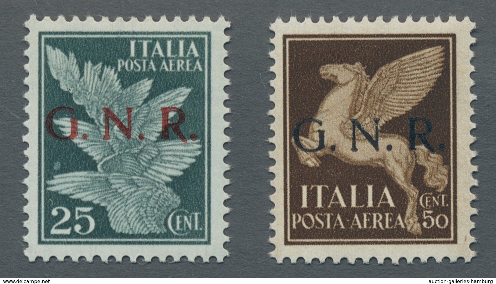 Italien - Militärpostmarken: Nationalgarde: 1944, "25 C. To 2 L. Airmail With Overprint", Mint Never - Sonstige & Ohne Zuordnung