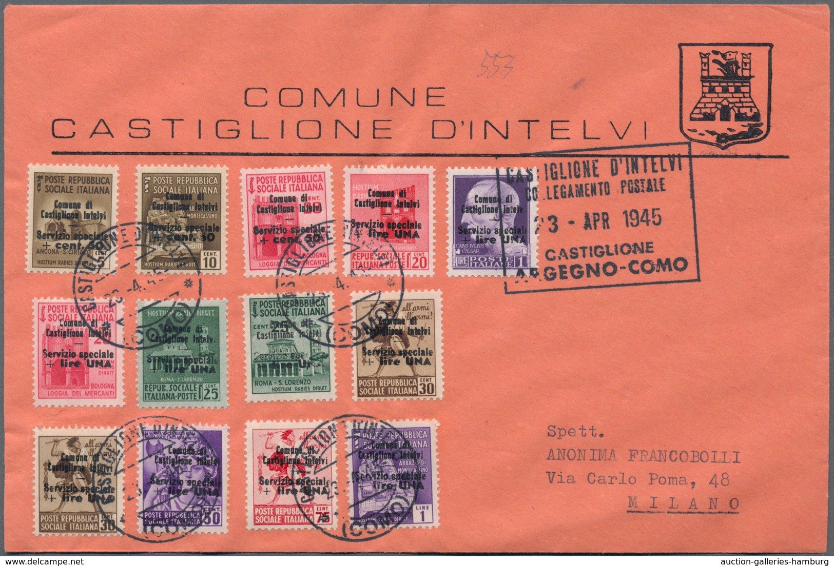 Italien - Lokalausgaben 1944/45 - Castiglione D'Intelvi: 1945. 23. April. Letter From Castiglione D' - National Liberation Committee (CLN)