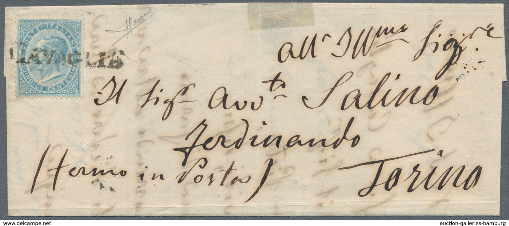 Italien - Stempel: CAVAGLIÀ, 1864, One-liner Without Date On Single Franking Of The 15 Centisimi On - Marcofilie