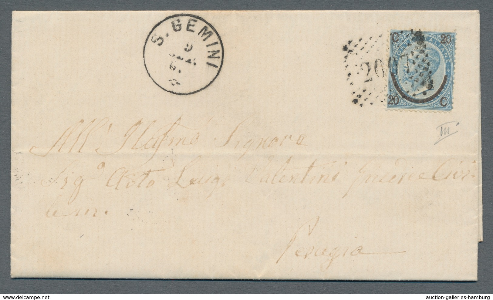 Italien - Stempel: 1866-1869, Three Attractive Covers With Better Cancellations: Pair Of 1 Centesimo - Marcofilía