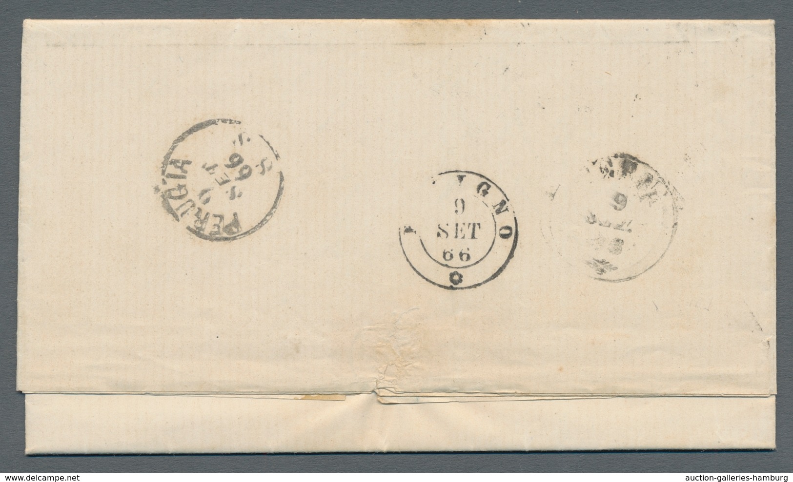 Italien - Stempel: 1866-1869, Three Attractive Covers With Better Cancellations: Pair Of 1 Centesimo - Marcofilía