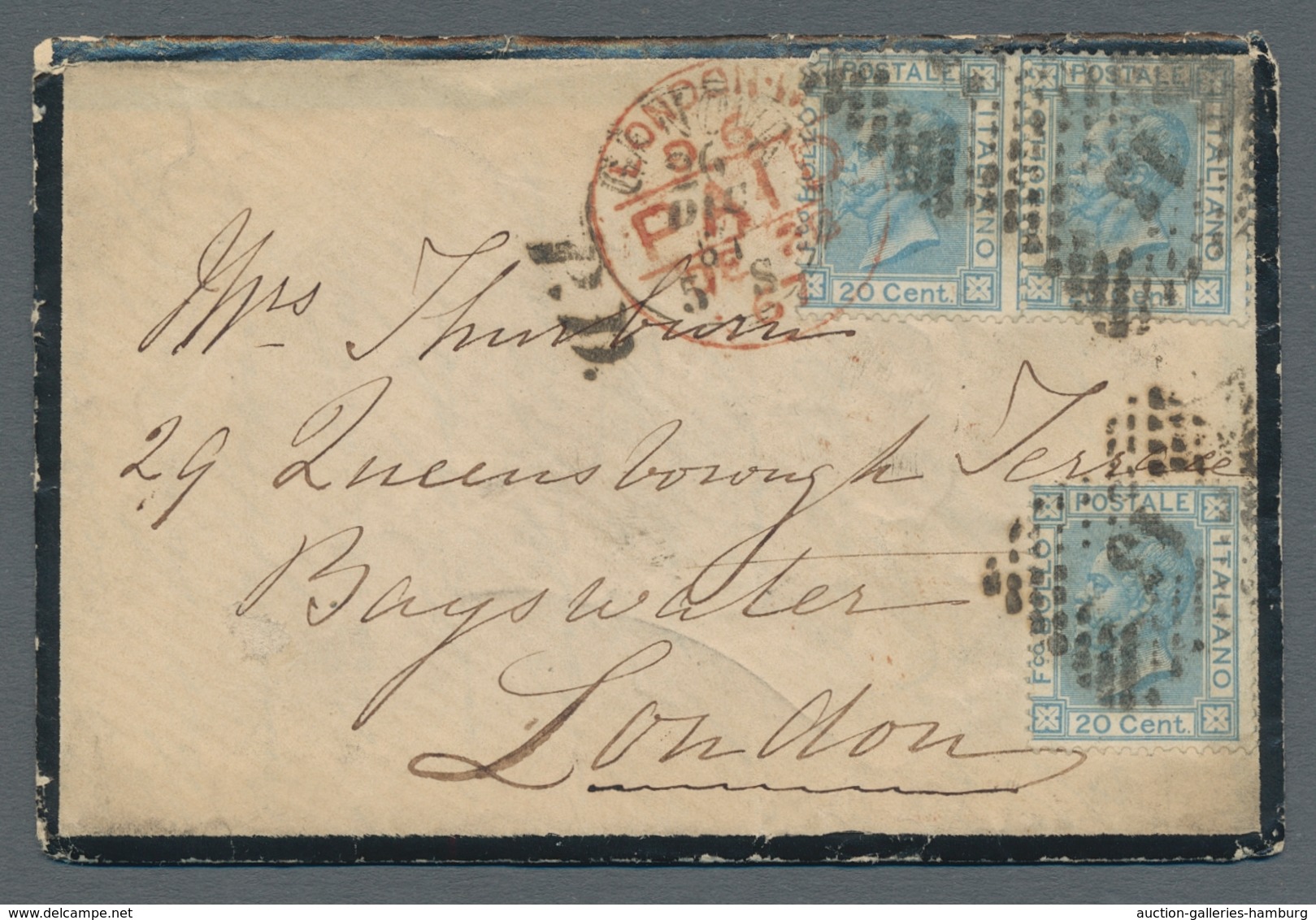 Italien - Stempel: 1867-1893, Small Lot Of Three Card/covers Abroad: Pre-UPU Mourning Letter With Co - Marcophilia