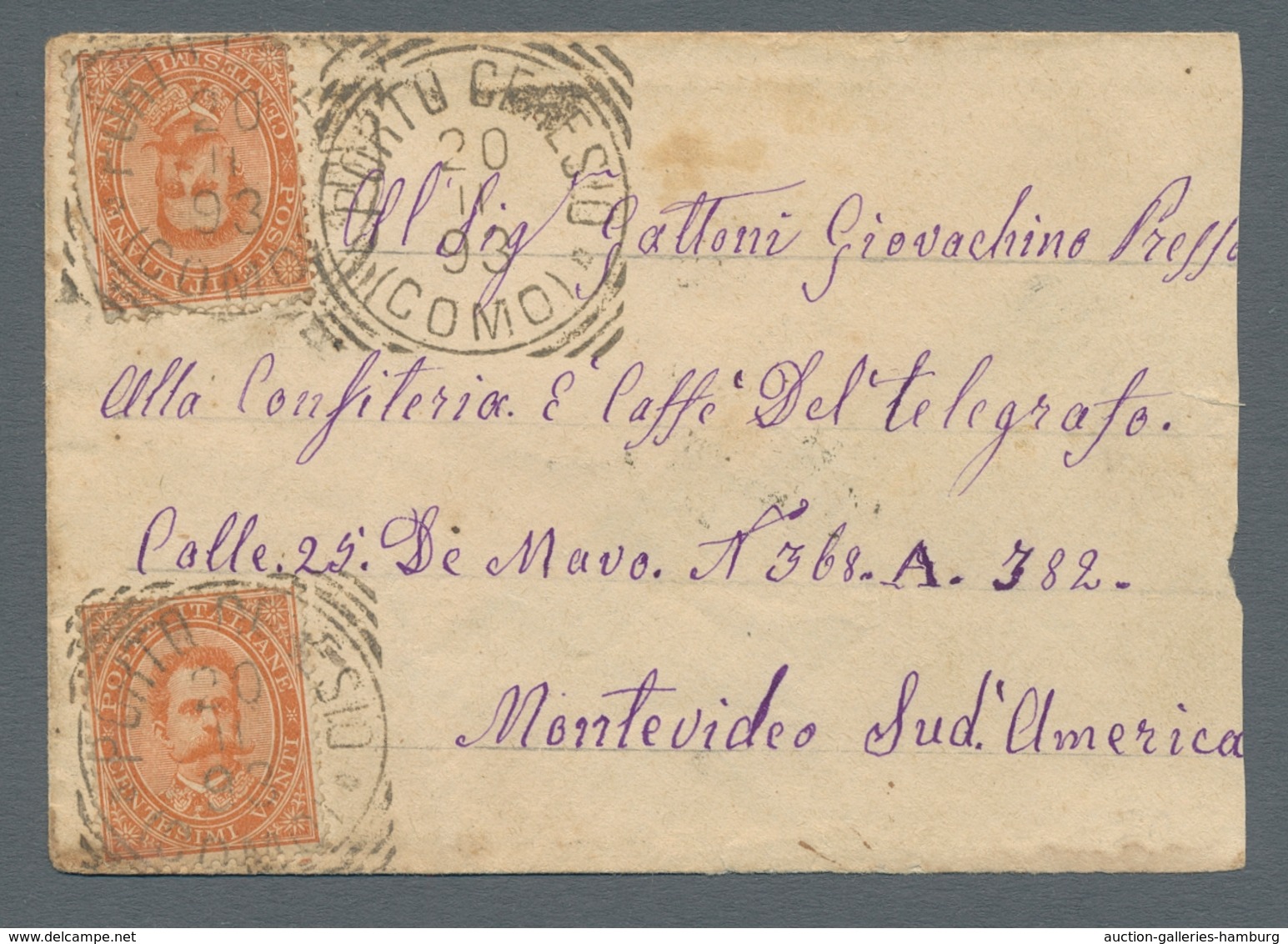 Italien - Stempel: 1867-1893, Small Lot Of Three Card/covers Abroad: Pre-UPU Mourning Letter With Co - Marcophilie