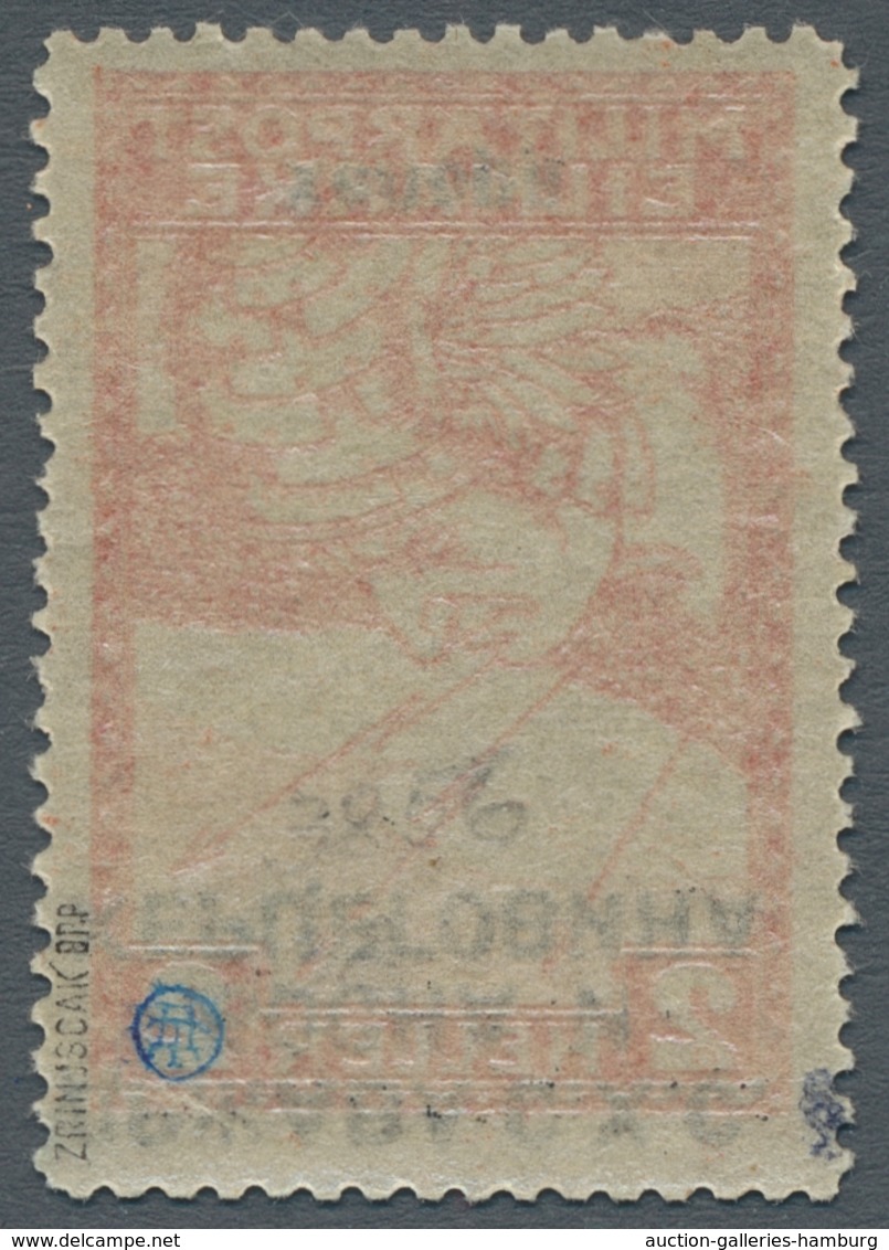 Jugoslawien: 1918, "2 H. Red Orange With Inverted Overprint, Cyrillic", Mint Never Hinged, Very Fres - Otros & Sin Clasificación