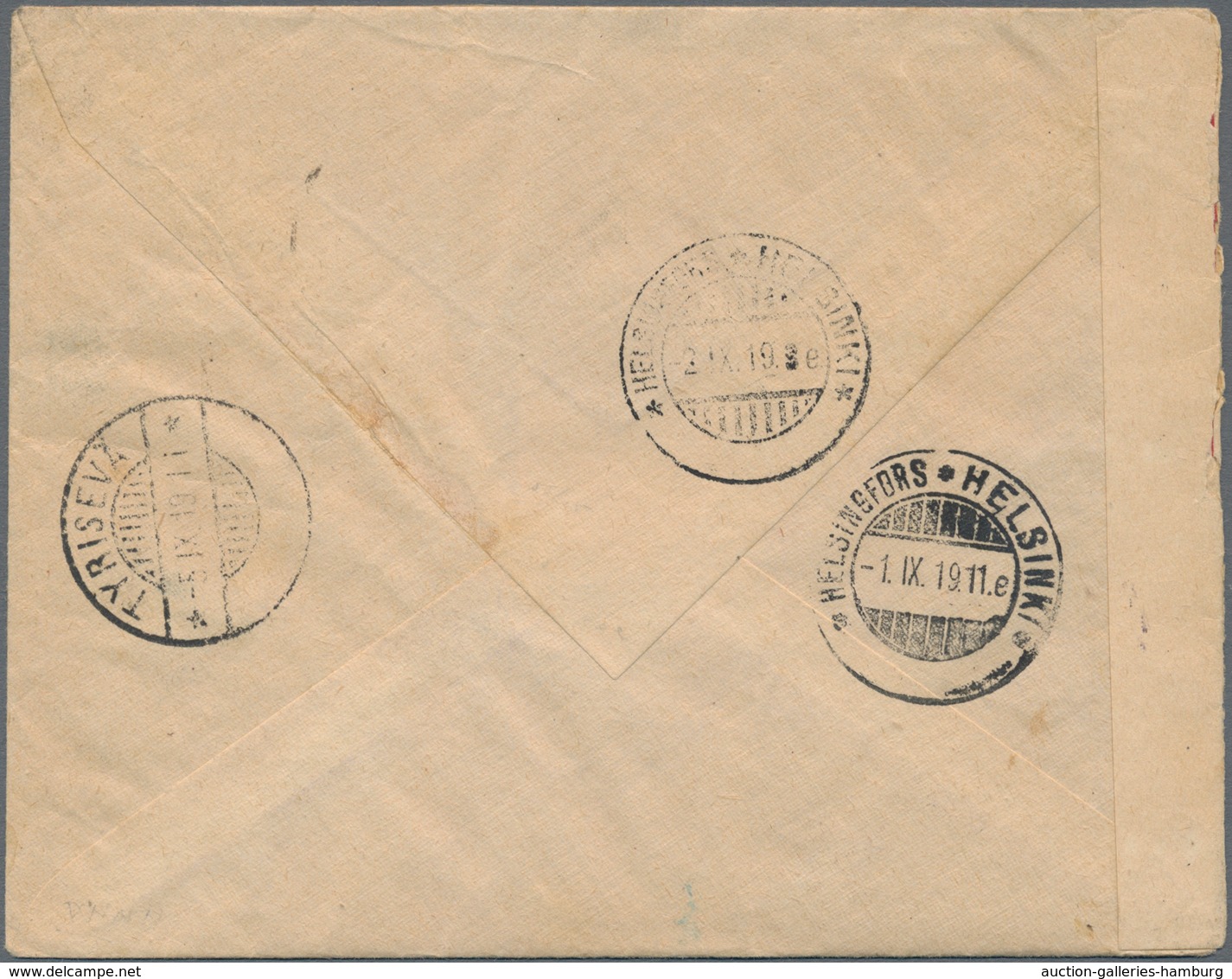 Lettland: 1919, Registered Letter From "RIGA 27.8.19" Franked With 10 K. In Imperforated Block Of Te - Letland