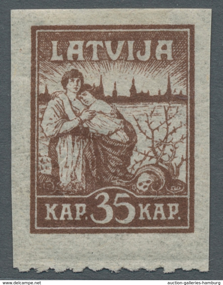 Lettland: 1919, "liberation From Riga On Cigarette Paper", Two Cplt. Sets With Variant Top Or Bottom - Lettland