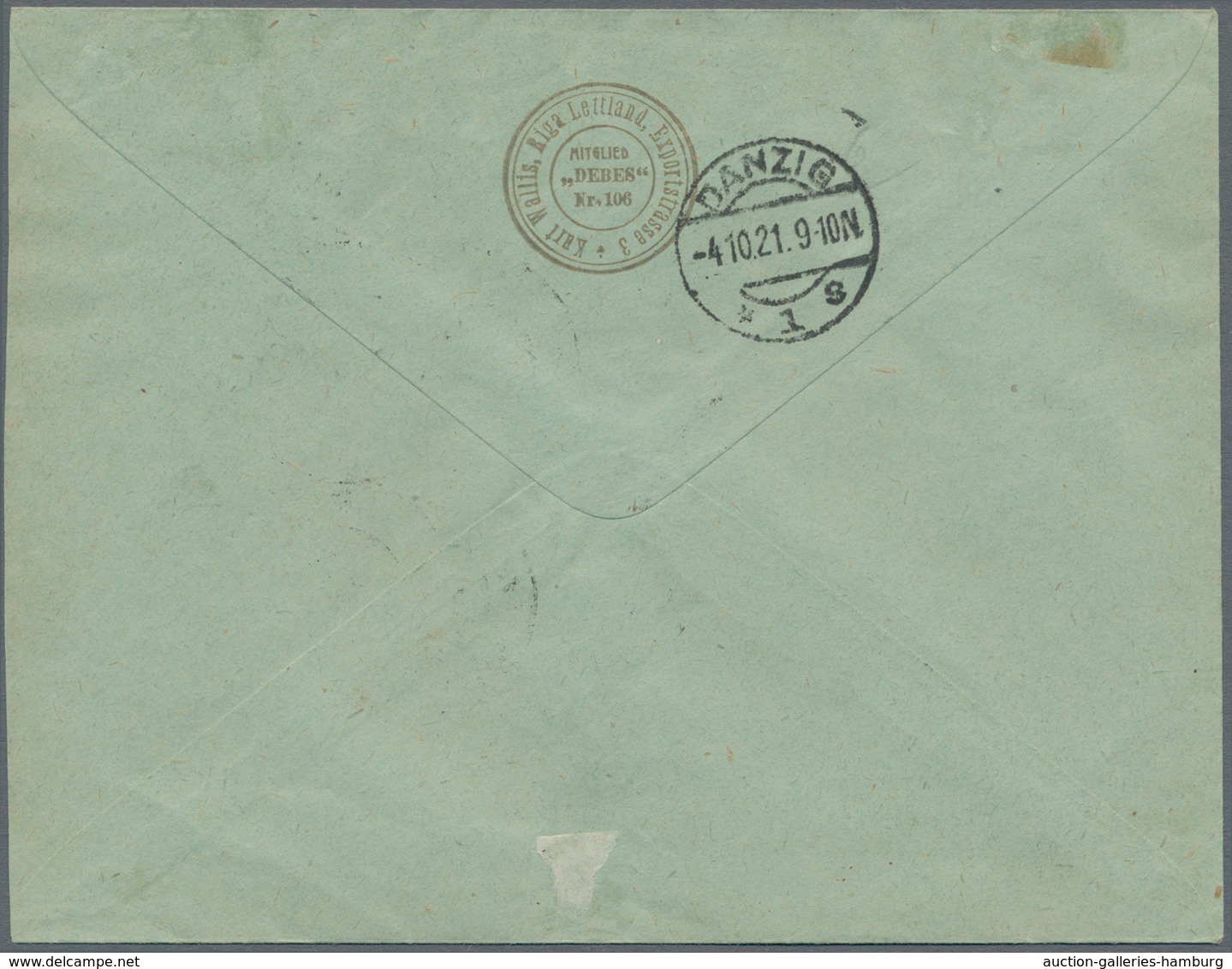 Lettland: 1921, RIGA-DANZIG: Registered Printed Matter And Registered Letter With RIGA "R" Numerator - Letonia