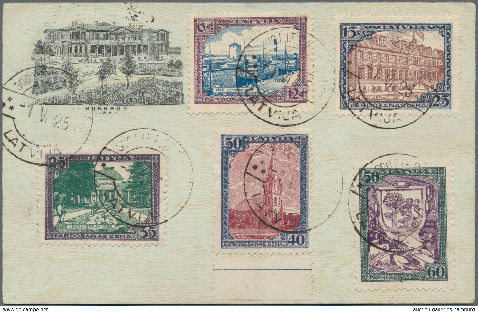 Lettland: 1925, 300 Years Of LIBAU Township, Complete Perforated Set On Special Card With With Depos - Letonia