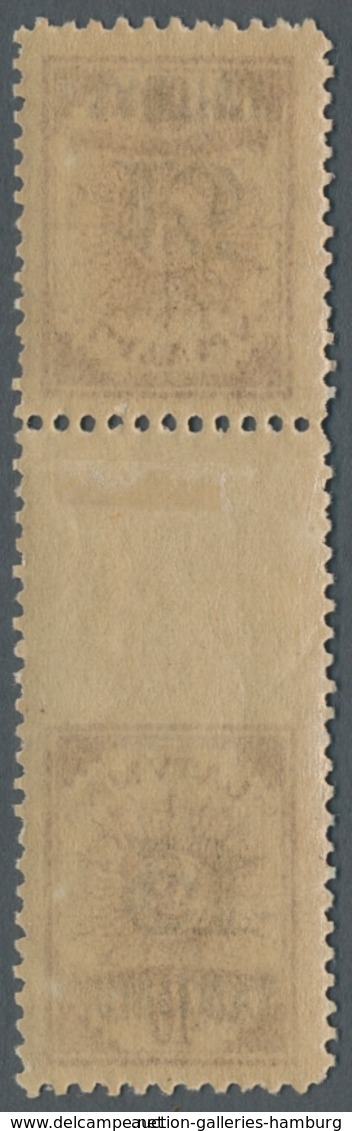 Lettland: 1927, "15 S. On 40 Cap. As Tête-bêche Gutter Pair", Unused From Undivided Printed Sheet Wi - Lettonie