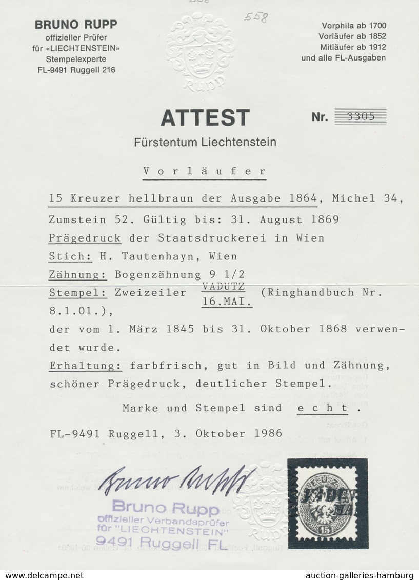 Liechtenstein - Vor- Und Mitläufer: VADUT(Z) 10 MA(I), Klar Und Gerade Aufsitzender Teilabschlag Des - ...-1912 Préphilatélie