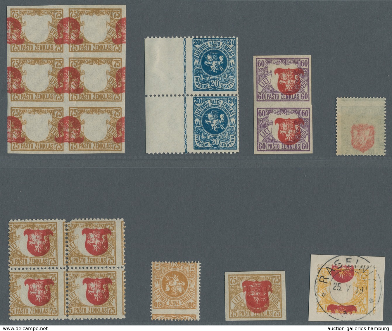 Litauen: 1919, "3rd And 4th Berlin Issue", Small Compilation Of 20 Values With Variations, Such As S - Lituania