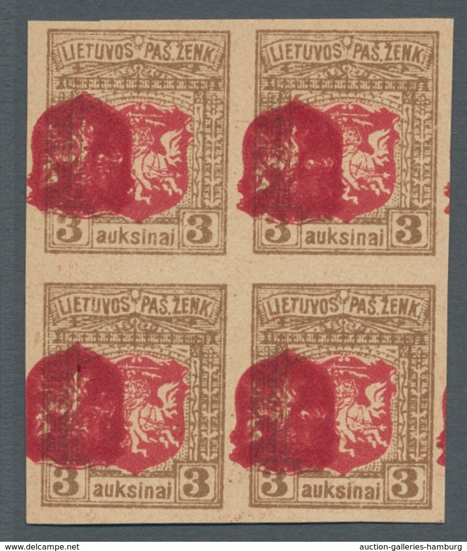 Litauen: 1919, "75 Sk. 3 And 5 Auks. 3rd Berlin Issue As Imperforated Proofs Without Gum", Unused Lo - Lituanie
