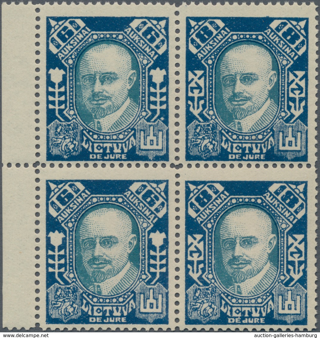 Litauen: 1922, 8 A Ultramarin/brown Yellow In Block Of Four With 6 A Darkblue/greenblue. - Litauen