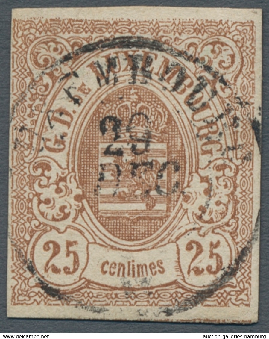 Luxemburg: 1859, "25 C. Brown", Used With Central LUXEMBOURG, Full/wide Margins, Very Fresh And Fine - Autres & Non Classés
