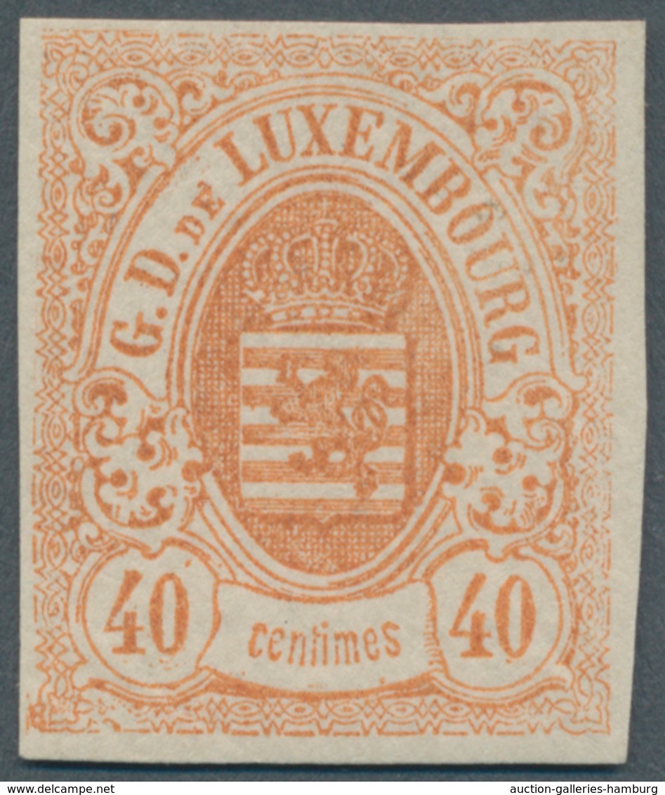 Luxemburg: 1859, 40 Cent. Coat Of Ams, Redorange, Mnh, Certificate Pascal Scheller "Neuf Avec Gomme - Autres & Non Classés