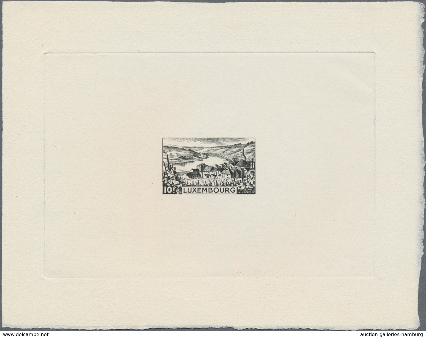Luxemburg: 1948, Definitives "Pictorials", 10fr. "Ehnen/Moselle River" Epreuve D'artiste In Black. - Sonstige & Ohne Zuordnung