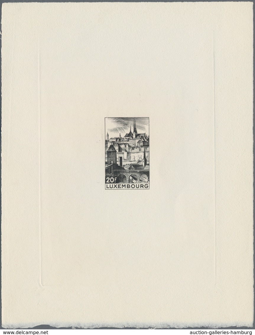 Luxemburg: 1948, Definitives "Pictorials", 20fr. "Luxembourg-Ville" Epreuve D'artiste In Black. - Otros & Sin Clasificación