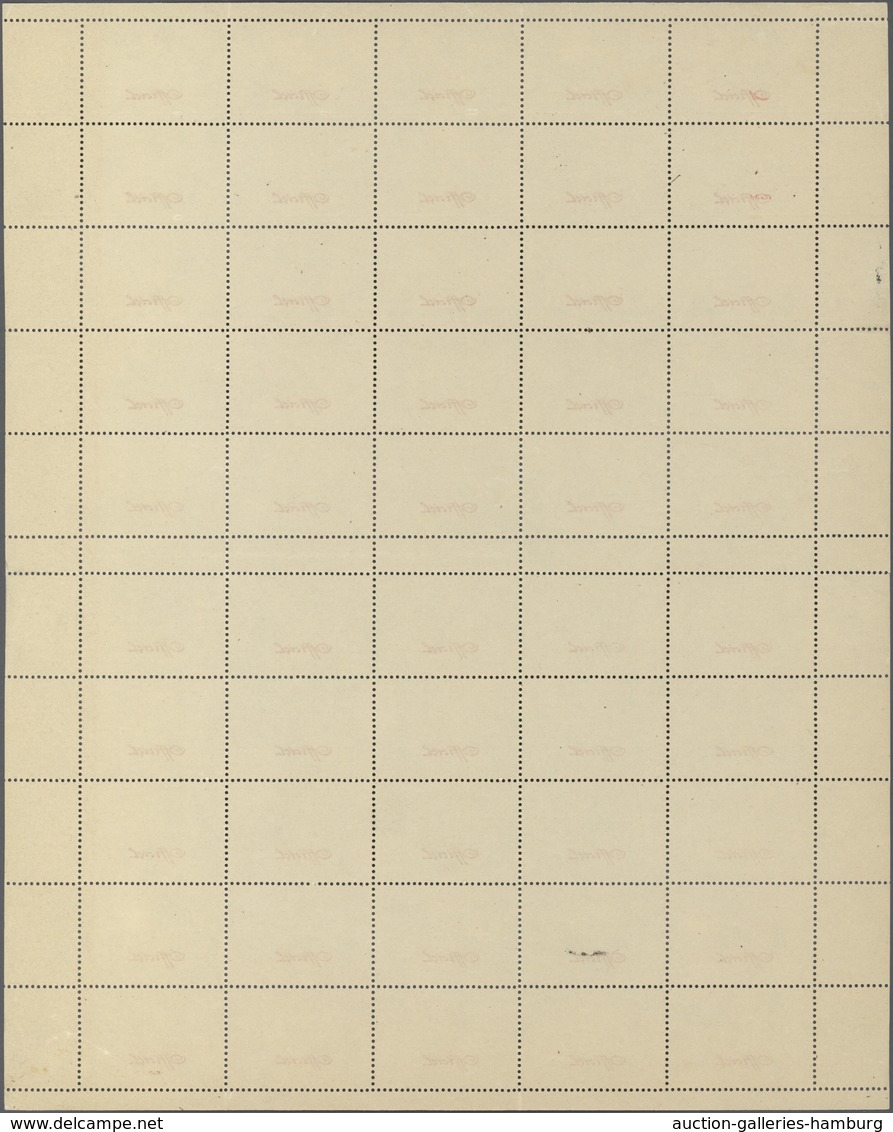 Luxemburg - Dienstmarken: 1935, "Officiel" Overprint In Red, Gutter Sheet Of 50 Albino Fields Each W - Dienstmarken