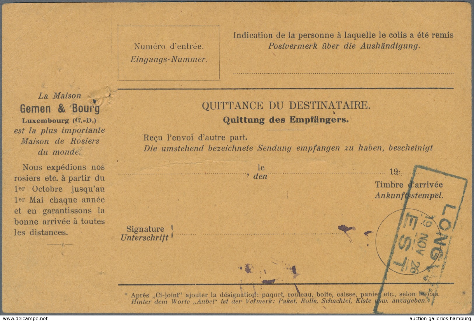 Luxemburg - Besonderheiten: 1926, 10c. Red "LETTRE DE VOITURE" On Complete Despatch Form For A Railw - Andere & Zonder Classificatie