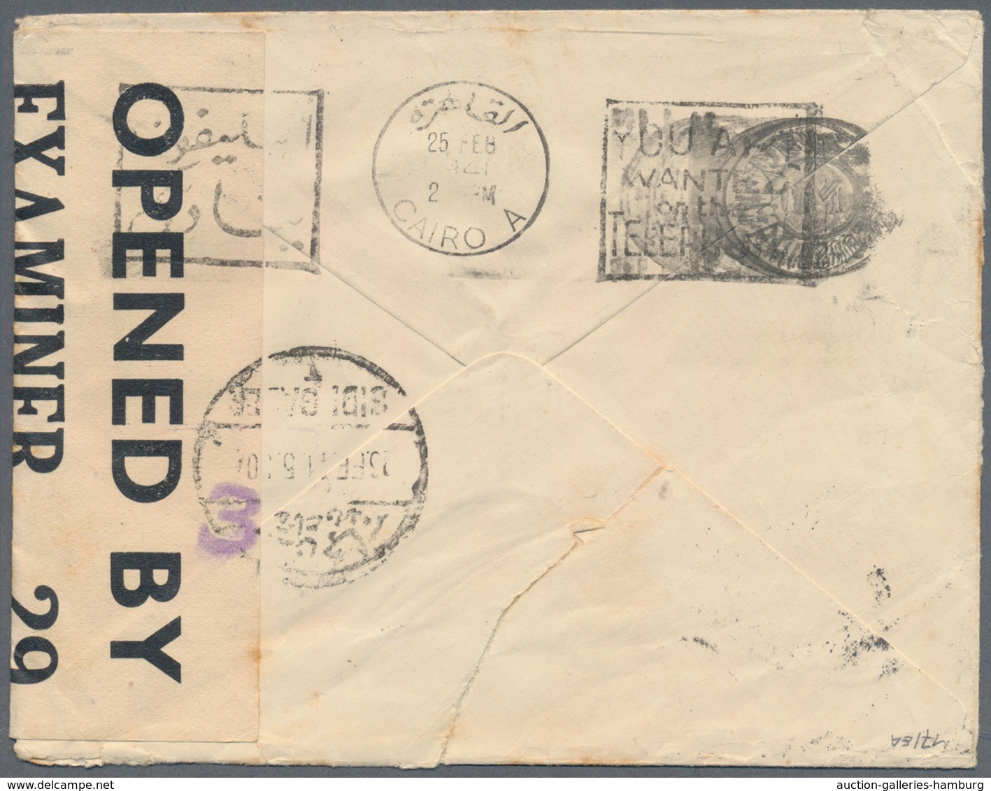 Malta: 1942, Cover (small Stains) Sent From Malta To Egypt With Maltese And Egytian Censor Marks And - Malta